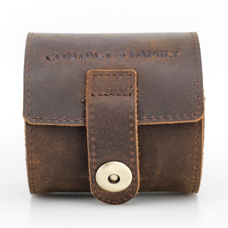 Contacts Family CF1125 Single Watch Position Crazy Horse Leather Watch Box Round Watch Storage Box(Coffee) Secondary image