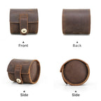 Contacts Family CF1125 Single Watch Position Crazy Horse Leather Watch Box Round Watch Storage Box(Coffee) - British D'sire