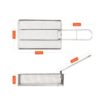 COOL CAMP Camping Stainless Steel Foldable Strainer Frying Basket for Outdoor Cooking, 175 x 120 x 50mm - British D'sire
