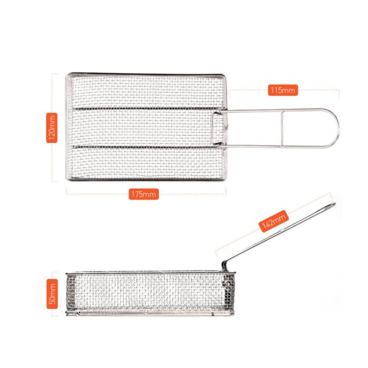 COOL CAMP Camping Stainless Steel Foldable Strainer Frying Basket for Outdoor Cooking, 175 x 120 x 50mm - British D'sire
