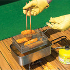COOL CAMP Camping Stainless Steel Foldable Strainer Frying Basket for Outdoor Cooking, 175 x 120 x 50mm - British D'sire