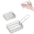COOL CAMP Camping Stainless Steel Foldable Strainer Frying Basket for Outdoor Cooking, 175 x 120 x 50mm - British D'sire