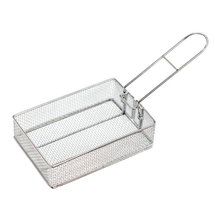 COOL CAMP Camping Stainless Steel Foldable Strainer Frying Basket for Outdoor Cooking, 175 x 120 x 50mm - British D'sire Main image