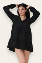 Corduroy Collared Smock Dress - mini dress - British D'sire