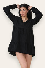 Corduroy Collared Smock Dress - mini dress - British D'sire