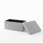 Corduroy Rectangle Storage Box with Lid Elegant Organizer for Any Room - Silver - British D'sire