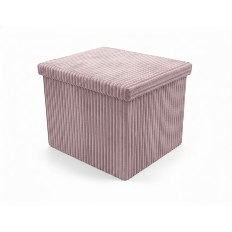 Corduroy Square Storage Box with Lid Elegant Organizer for Any Room - Blush Pink - British D'sire