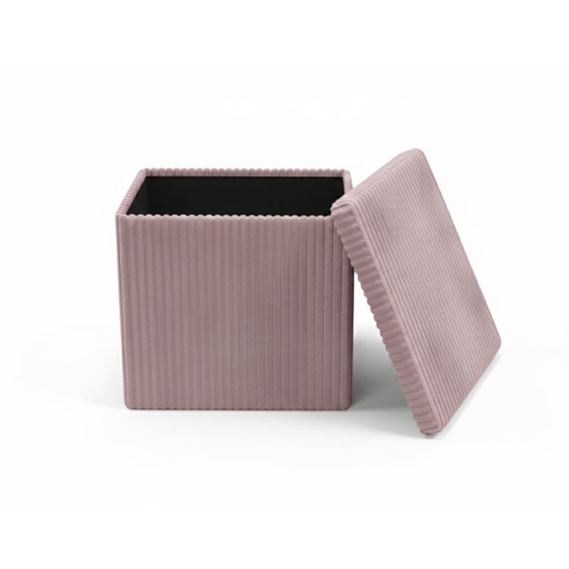 Corduroy Square Storage Box with Lid Elegant Organizer for Any Room - Blush Pink - British D'sire