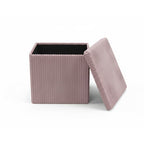 Corduroy Square Storage Box with Lid Elegant Organizer for Any Room - Silver - British D'sire