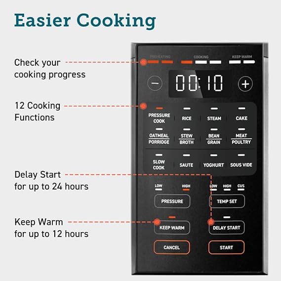 COSORI Pressure Cooker Electric 5.7L, Stainless Steel, 14 Functions(Slow&Rice Cooker, Sous Vide, Cake Maker, etc.), 70% Faster, Non - Stick, 65+ Recipes(Cookbook&Online) - Pressure Cooker - British D'sire