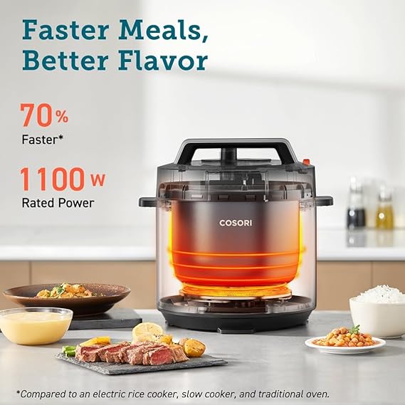 COSORI Pressure Cooker Electric 5.7L, Stainless Steel, 14 Functions(Slow&Rice Cooker, Sous Vide, Cake Maker, etc.), 70% Faster, Non - Stick, 65+ Recipes(Cookbook&Online) - Pressure Cooker - British D'sire