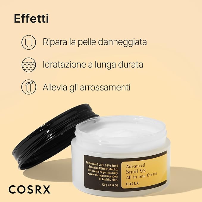 COSRX Advanced Snail 92 All in one Cream, 3.53 oz/100g | Moisturizing Snail Mucin Secretion Filtrate 92% | Facial Moisturiser, Long Lasting, Deep & Intense Hydration, Korean Skin Care - British D'sire