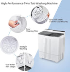 COSTWAY Twin Tub Washing Machine, 4.5KG/6KG/8.5KG Total Capacity Portable Laundry Washer Spin Dryer with Timing Function & Drain Pump for Apartment Dorms Camping (Grey+White, 4.5kg Washer+1.5kg Dryer) [Energy Class E] - Portable Washers - British D'sire