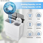 COSTWAY Twin Tub Washing Machine, 4.5KG/6KG/8.5KG Total Capacity Portable Laundry Washer Spin Dryer with Timing Function & Drain Pump for Apartment Dorms Camping (Grey+White, 4.5kg Washer+1.5kg Dryer) [Energy Class E] - Portable Washers - British D'sire