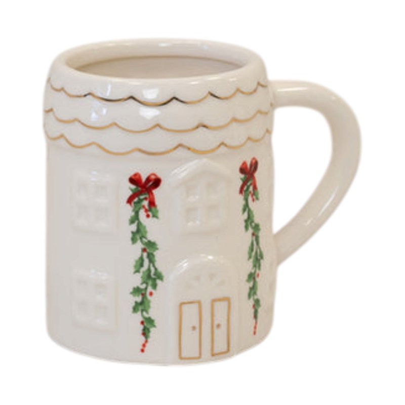 Cosy Christmas House with Garland Mug - Christmas Decor - British D'sire
