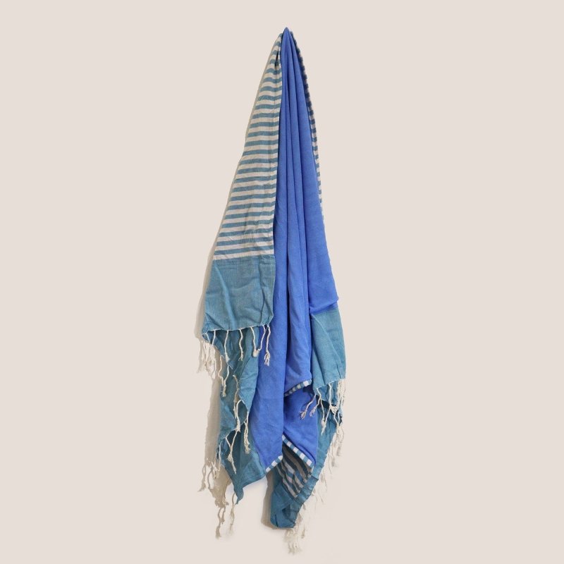Cotton Pario Towel - 100X180 cm - Sky Blue - Cotton Pareo Throw - British D'sire
