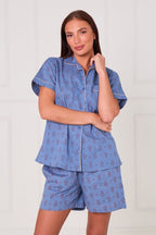 Cotton Printed Blue PJ Set With Shorts — Soft, Breathable & Effortlessly Stylish - Loungewear pjs - British D'sire