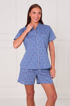 Cotton Printed Blue PJ Set With Shorts — Soft, Breathable & Effortlessly Stylish - Loungewear pjs - British D'sire
