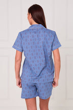 Cotton Printed Blue PJ Set With Shorts — Soft, Breathable & Effortlessly Stylish - Loungewear pjs - British D'sire