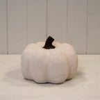 Cotton White Medium Ceramic Pumpkin Ornament - figurine - British D'sire