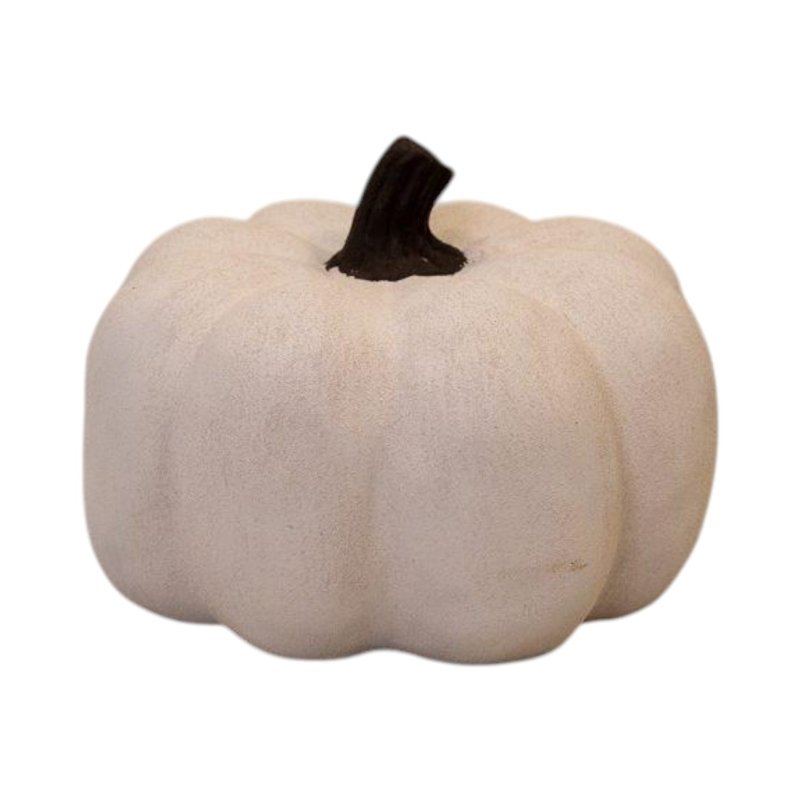Cotton White Medium Ceramic Pumpkin Ornament - figurine - British D'sire Main image