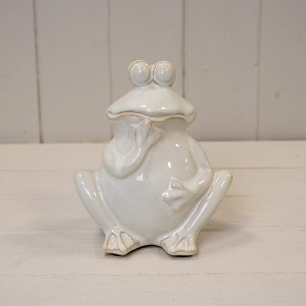 Cream Ceramic Wondering Frog - Figurines - British D'sire