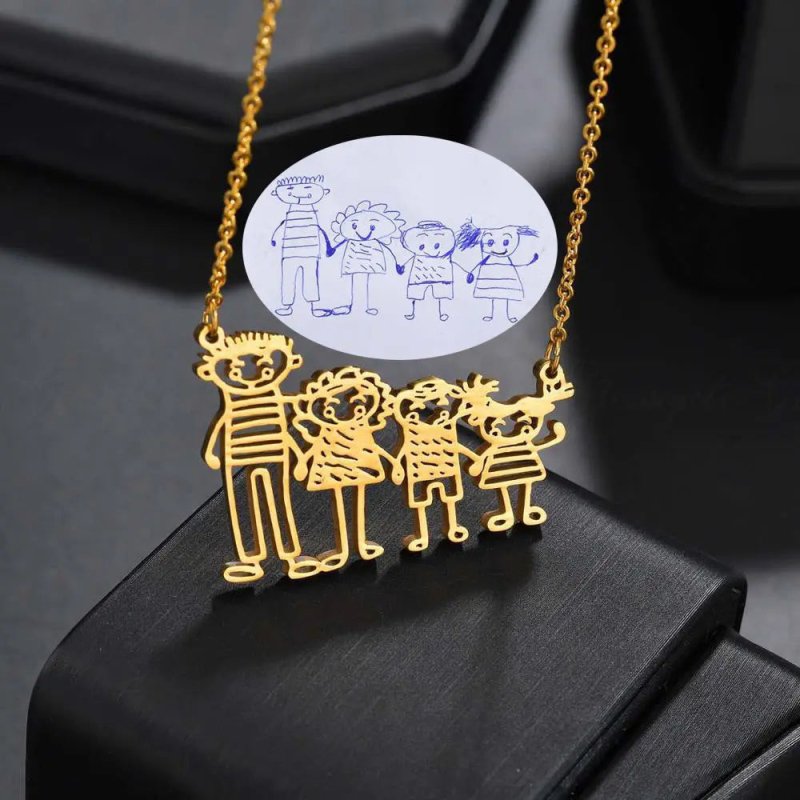 CREATE YOUR OWN DESIGN & DRAWINGS - Doodle Drawing Necklace - custom necklace Secondary image