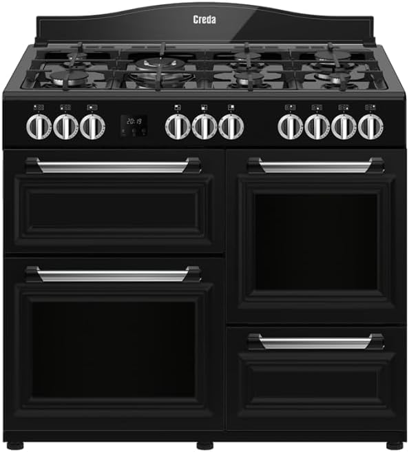 Creda C100RCDFTBL 100cm 4 Cavity Traditional Dual Fuel Range Cooker - Black - British D'sire Main image