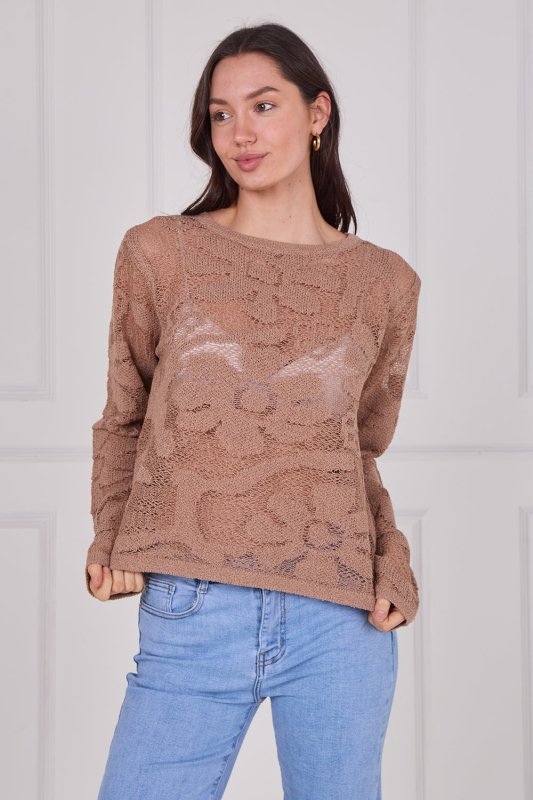 Crochet Long Sleeve Top - Jumper - British D'sire