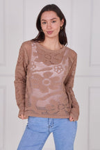 Crochet Long Sleeve Top - Jumper - British D'sire