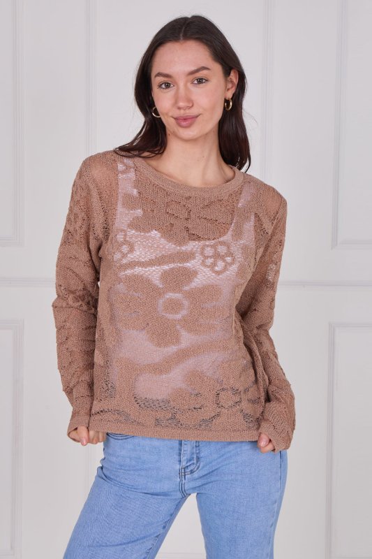 Crochet Long Sleeve Top - Jumper - British D'sire