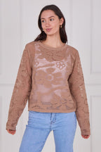 Crochet Long Sleeve Top - Jumper - British D'sire