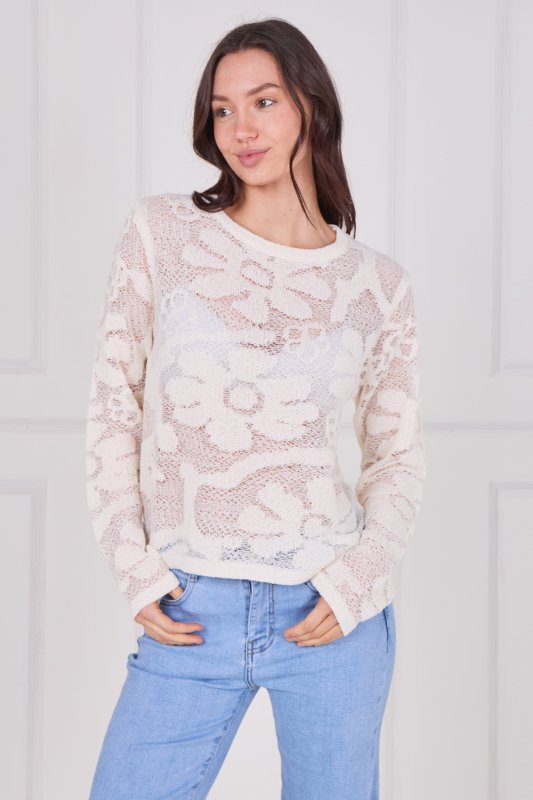 Crochet Long Sleeve Top - Jumper - British D'sire
