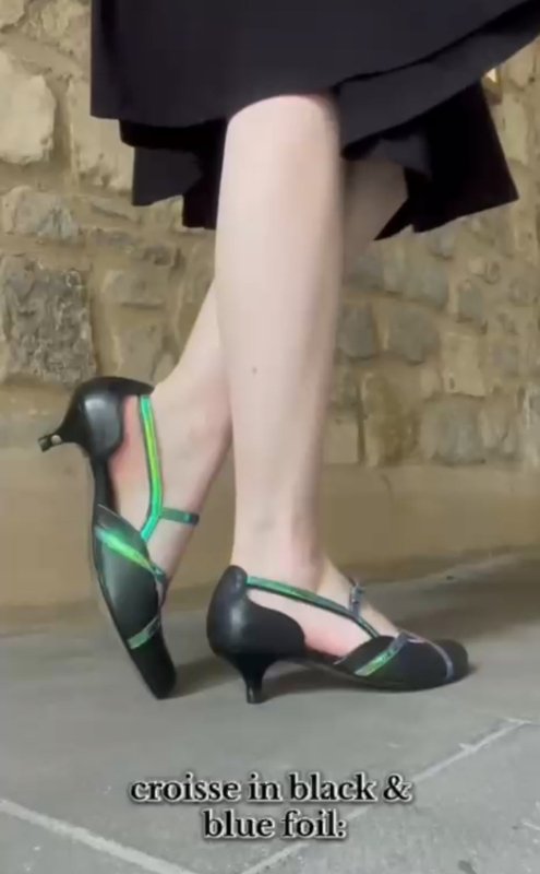 Croisse - Black/Blue Foil - Low Heel - British D'sire