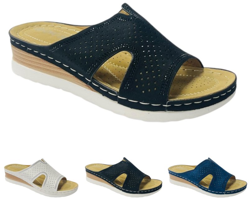 Cross Strap Lightweight Mules Wedge Slider - Slider - British D'sire