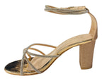 Crossover Block Heel Diamante Strappy Shoes - Heels - British D'sire
