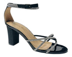 Crossover Block Heel Diamante Strappy Shoes - Heels - British D'sire