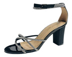 Crossover Block Heel Diamante Strappy Shoes - Heels - British D'sire