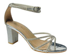 Crossover Block Heel Diamante Strappy Shoes - Heels - British D'sire