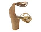 Crossover Block Heel Diamante Strappy Shoes - Heels - British D'sire