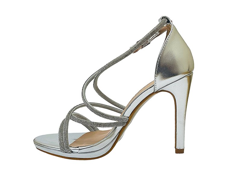 Crossover Diamante Strappy Sandals - Heels - British D'sire