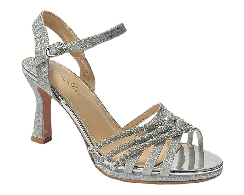 Crossover Rhinestone Glitter Strap Open Toe Shoes - Heels - British D'sire Main image
