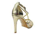Crossover Stiletto Heel Diamante Strappy Shoes - Heels - British D'sire
