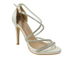 Crossover Stiletto Heel Diamante Strappy Shoes - Heels - British D'sire