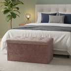 Crushed Velvet Rectangle Storage Box with Lid Elegant Organizer for Any Room - Blush Pink - British D'sire