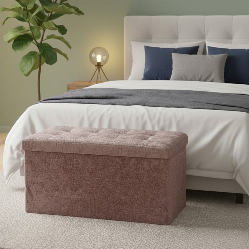 Crushed Velvet Rectangle Storage Box with Lid Elegant Organizer for Any Room - Blush Pink - British D'sire
