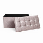 Crushed Velvet Rectangle Storage Box with Lid Elegant Organizer for Any Room - Cream - British D'sire