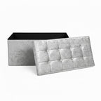 Crushed Velvet Rectangle Storage Box with Lid Elegant Organizer for Any Room - Cream - British D'sire