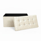 Crushed Velvet Rectangle Storage Box with Lid Elegant Organizer for Any Room - Cream - British D'sire