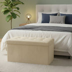 Crushed Velvet Rectangle Storage Box with Lid Elegant Organizer for Any Room - Cream - British D'sire